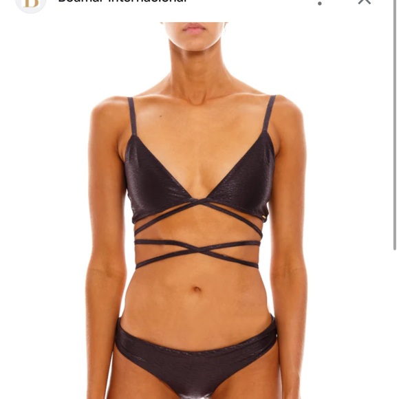 BOAMAR ADENA METALLIC BLACK SHINE BIKINI TOP Only Small - Picture 1 of 3